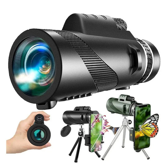 Telescopio Monocular HD 500X + Suporte Para Telemóvel