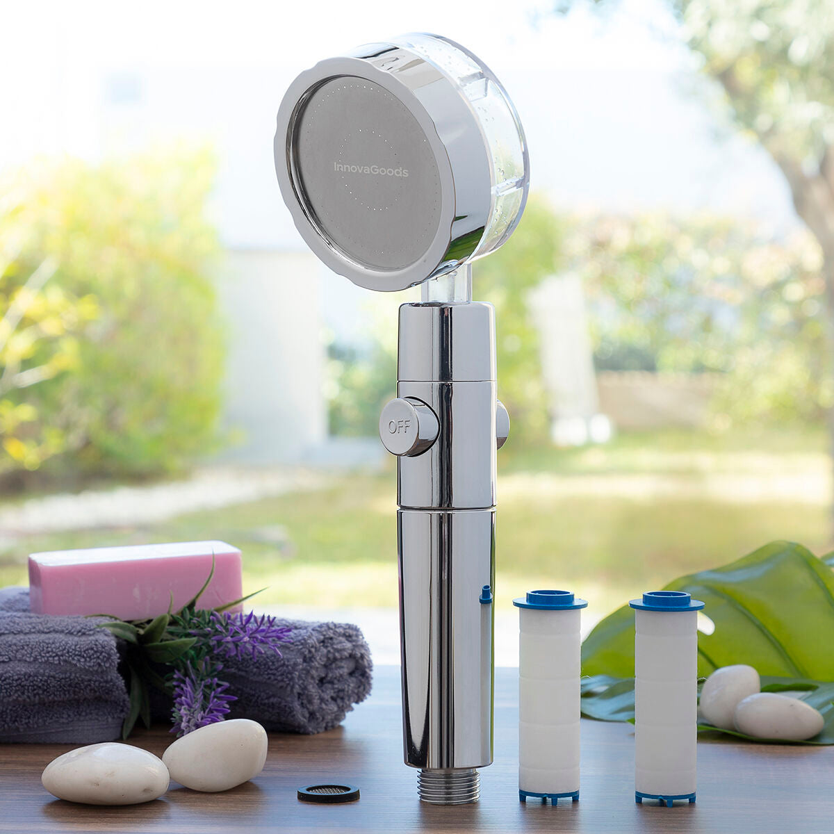 Ducha Ecológica con Helix a Presión y Filtro Depurador Heliwer InnovaGoods